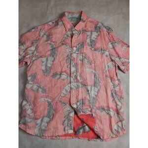 Tommy Bahama Relax 100% Linen Shirt XL Short Sleeve Reverse Print Floral